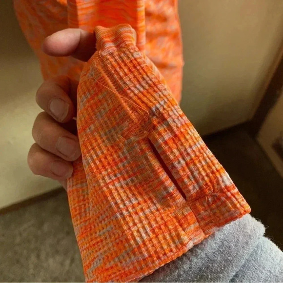 Athleta Fastest Track Space Dye Long Sleeve Round Neck Orange Activewear Top: M - Picture 5 of 12